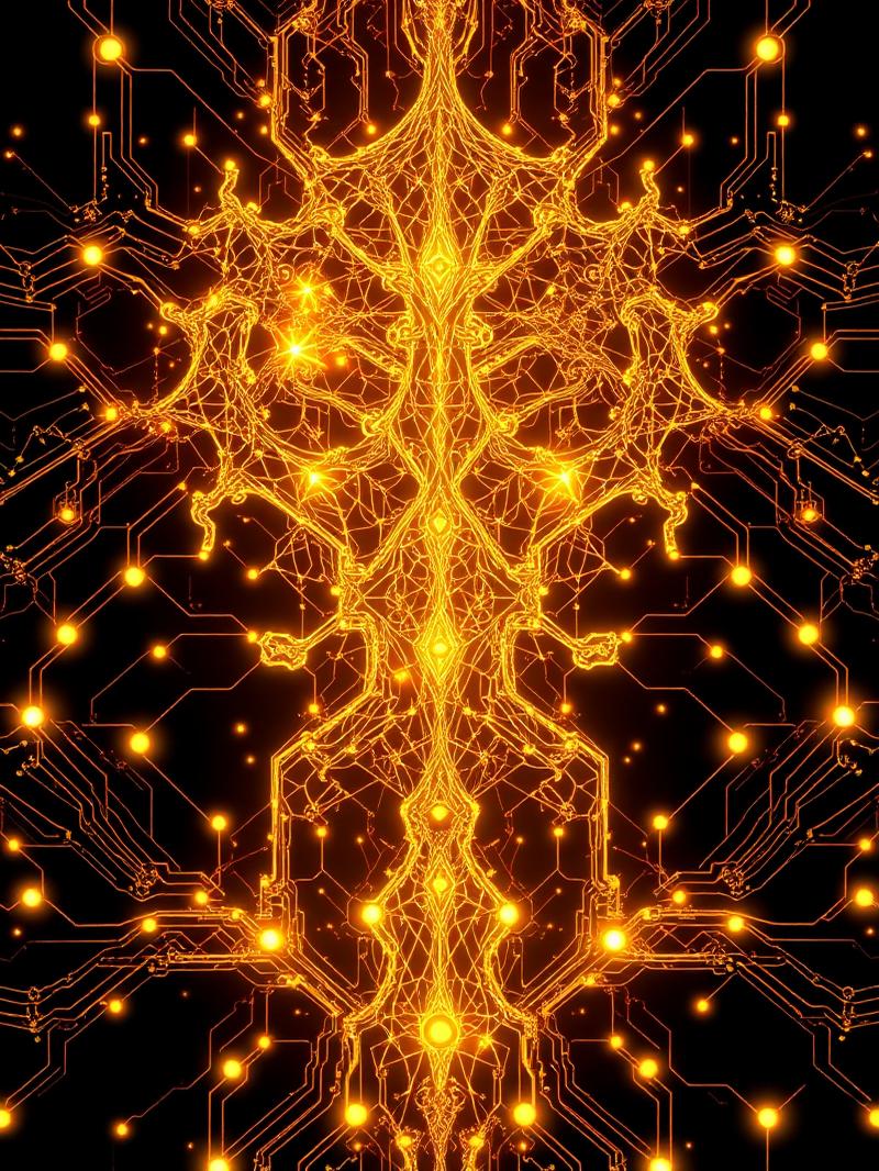 Glowing AI neural network